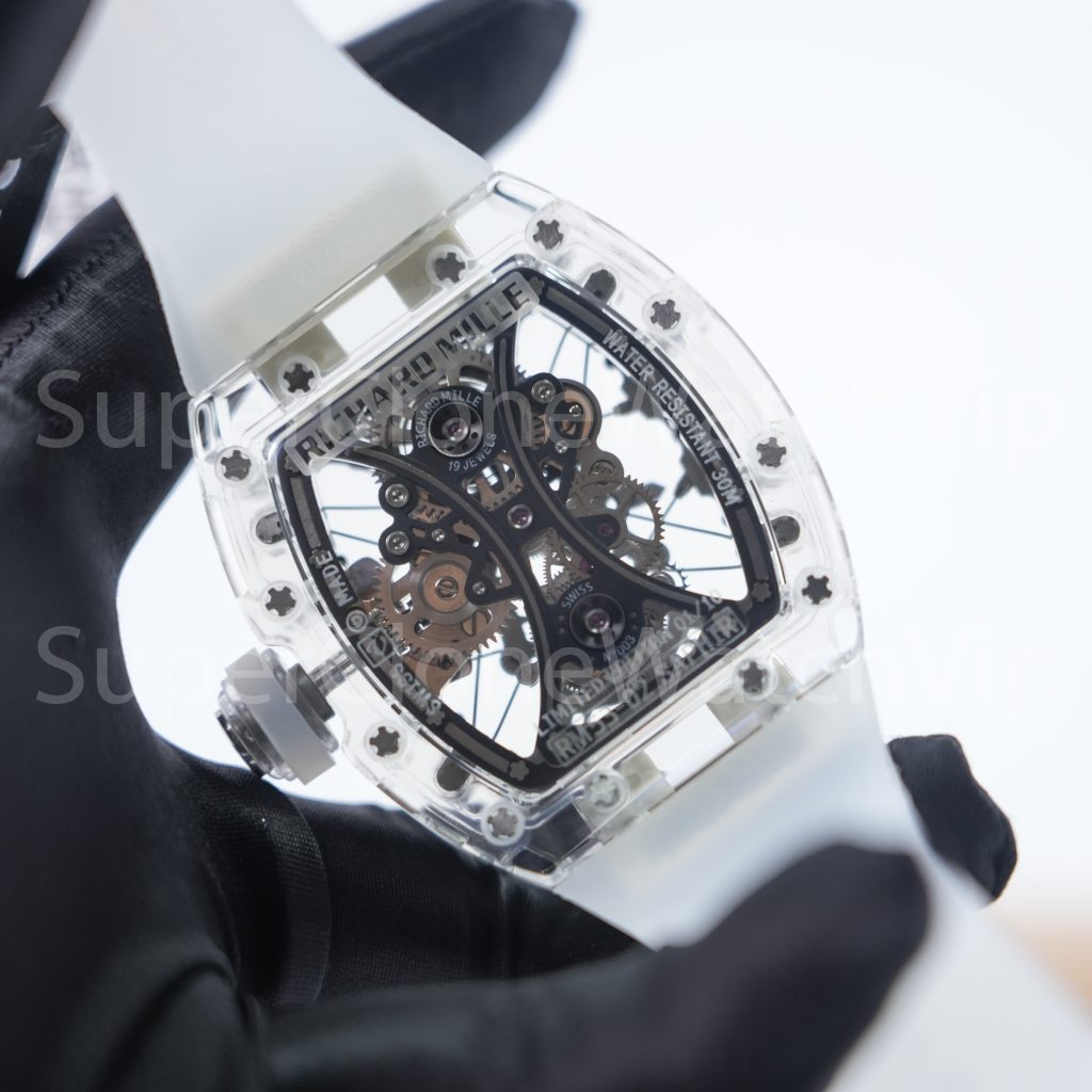 Richard Mille RM 53-02 Sapphire Case Skeleton Dial White Rubber Strap 49mm Replica Watch - 8-97-scaled