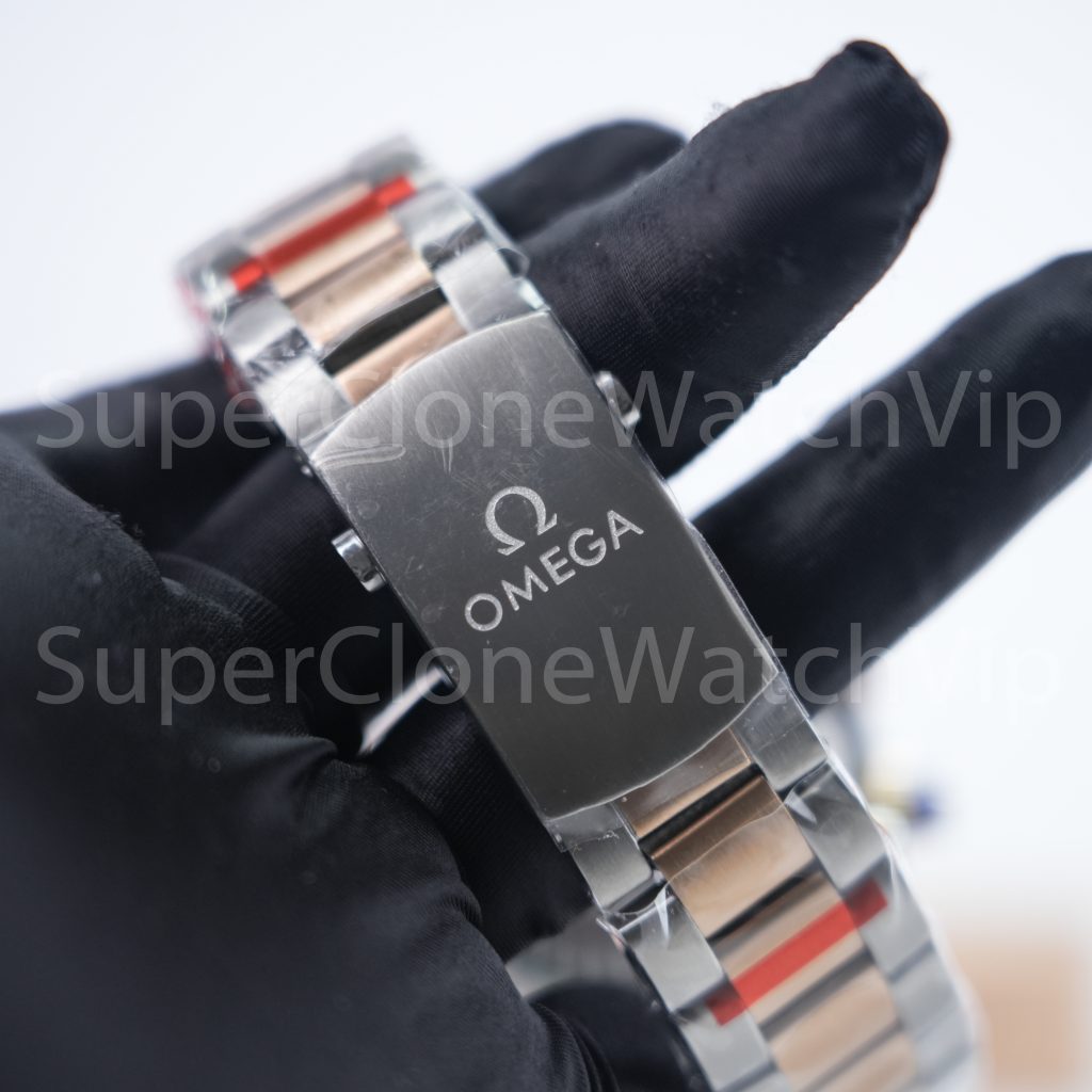 Omega Seamaster Planet Ocean 600M Chronograph Two-Tone Rose Gold Blue Dial Blue Ceramic Bezel Two-Tone Bracelet 45.5mm Replica Watches - 9-165-scaled