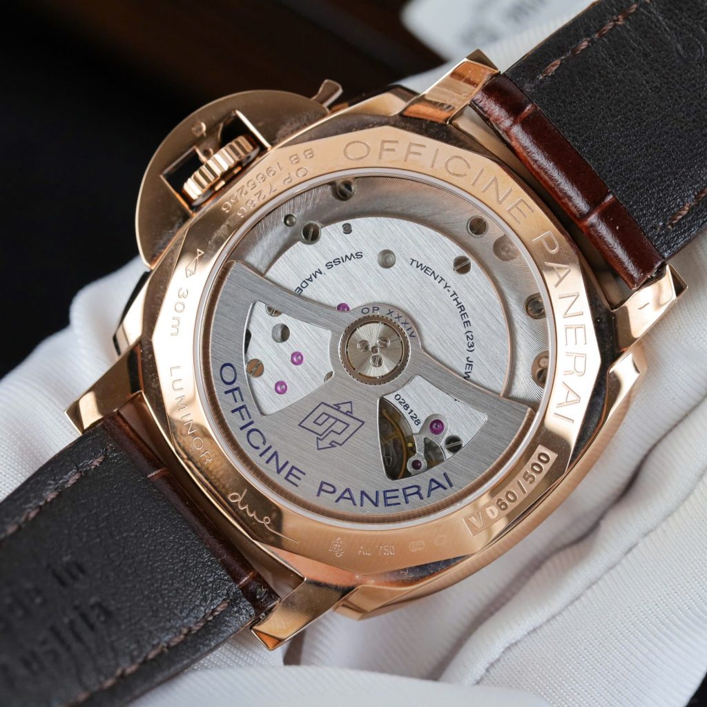 Panerai Luminor Due PAM01042 18K Rose Gold White Dial Smooth Bezel Brown Leather Strap 42mm Replica Watches - 9-179