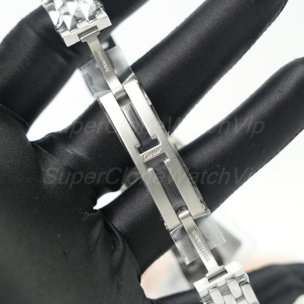 Cartier Panthère Steel Model Diamond Bezel White Dial Steel Bracelet 22x30mm Replica Watches - 9-198-scaled