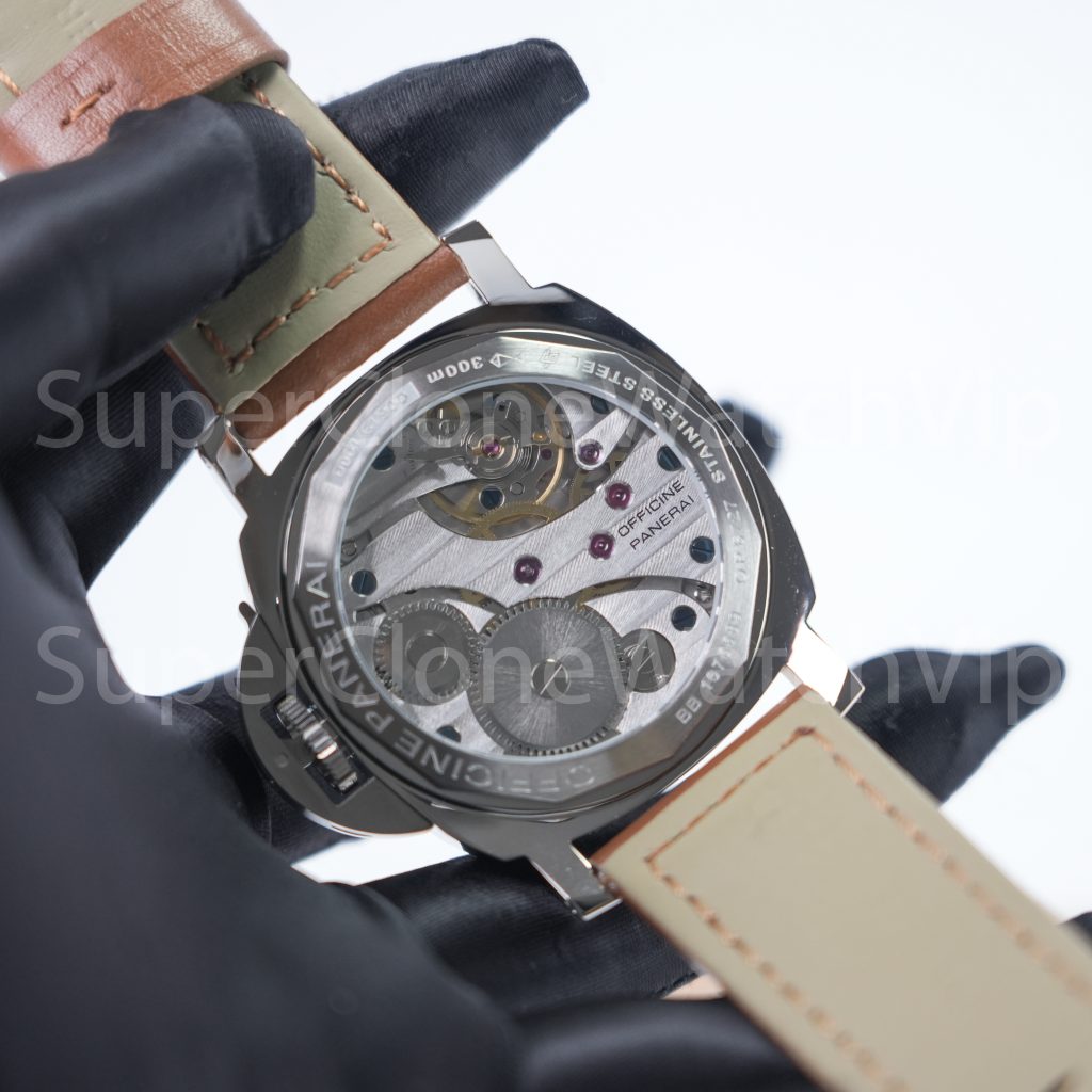 Panerai Luminor Marina PAM00111 Steel Black Dial Brown Leather Strap 44mm Replica Watches - 9-214-scaled