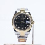 Rolex Datejust 41 126333 Two-Tone Yellow Gold Black Diamond Dial Fluted Bezel Oyster Bracelet 41mm Replica Watches - 1-12-scaled