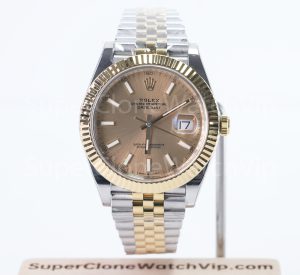 Rolex Datejust 126333 Two-Tone Yellow Gold Champagne Dial Fluted Bezel Jubilee Bracelet 41mm Replica Watches - 1-13-scaled
