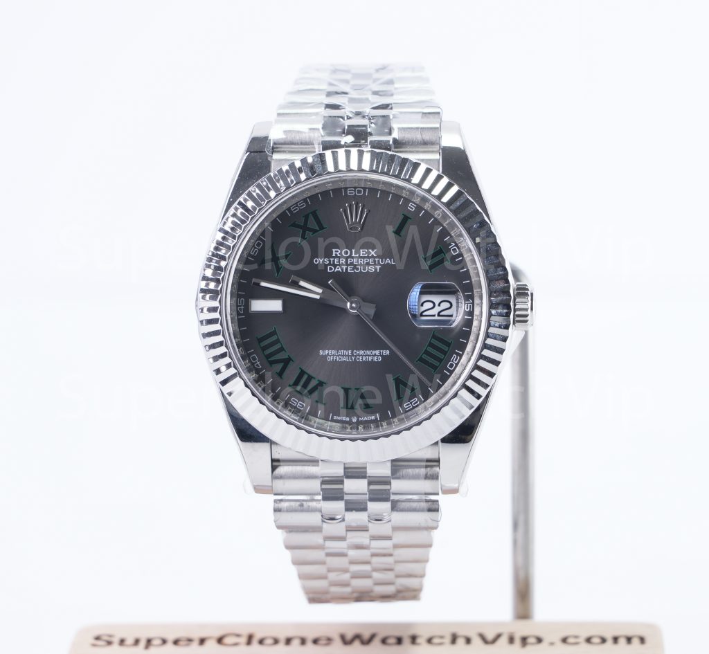 Rolex Datejust 126334 "Wimbledon" 904L Steel Slate Grey Dial Fluted Bezel Jubilee Bracelet 41mm Replica Watches - 1-14-scaled