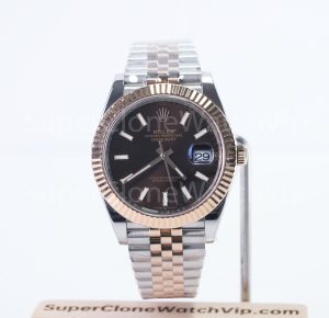 Rolex Datejust 126331 Two-Tone Rose Gold Chocolate Dial Fluted Bezel Jubilee Bracelet 41mm Replica Watches - 1-15-scaled