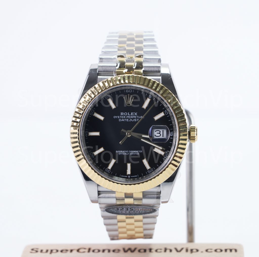 Rolex Datejust 126333 Two-Tone Yellow Gold Black Dial Fluted Bezel Jubilee Bracelet 41mm Replica Watches - 1-17-scaled