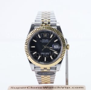 Rolex Datejust 126333 Two-Tone Yellow Gold Black Dial Fluted Bezel Jubilee Bracelet 41mm Replica Watches - 1-17-scaled