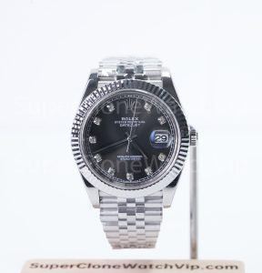 Rolex Datejust 41 126334 904L Steel Slate Grey Diamond Dial Fluted Bezel Jubilee Bracelet 41mm Replica Watches - 1-19-scaled