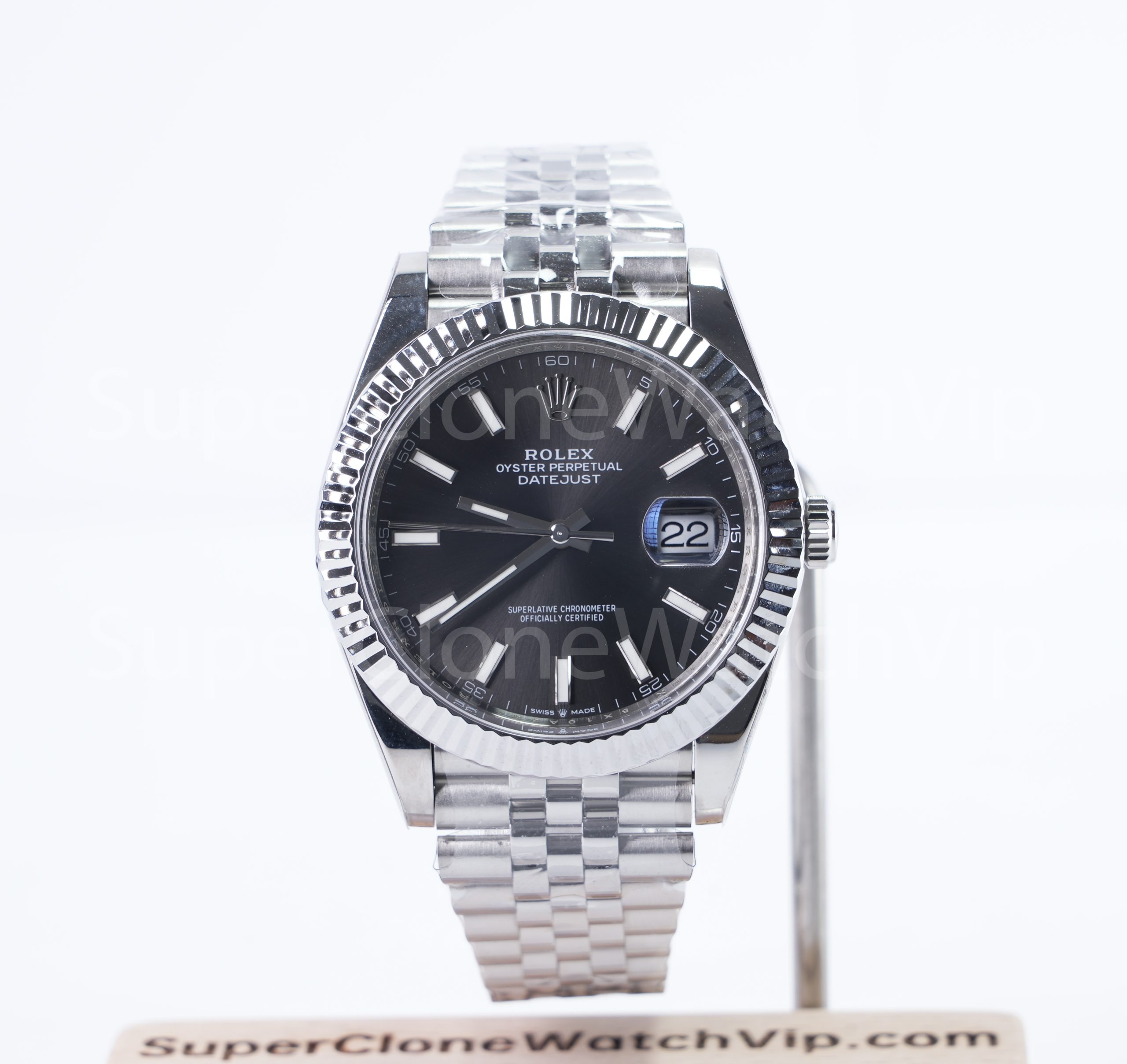 Rolex Datejust 126334 black sunray dial fluted bezel Jubilee bracelet replica watches