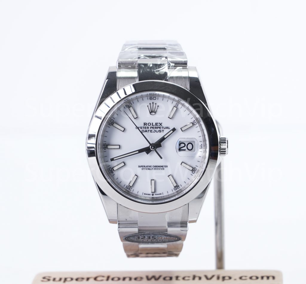 Rolex Datejust 126300 904L Steel White Dial Smooth Bezel Oyster Bracelet 41mm Replica Watches - 1-21-scaled