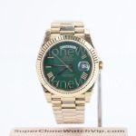 Rolex Day-Date 40 228238 18K Yellow Gold Green Dial Roman Numerals Fluted Bezel President Bracelet 40mm Replica Watches - 1-4-scaled