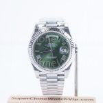 Rolex Day-Date 40 228239 904L Steel Green Sunray Dial Roman Numerals Fluted Bezel President Bracelet 40mm Replica Watches - 1-7-scaled