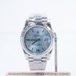 Rolex Day-Date 40 228236 904L Steel Ice Blue Sunray Dial Roman Numerals Fluted Bezel President Bracelet 40mm Replica Watches - 1-8-scaled