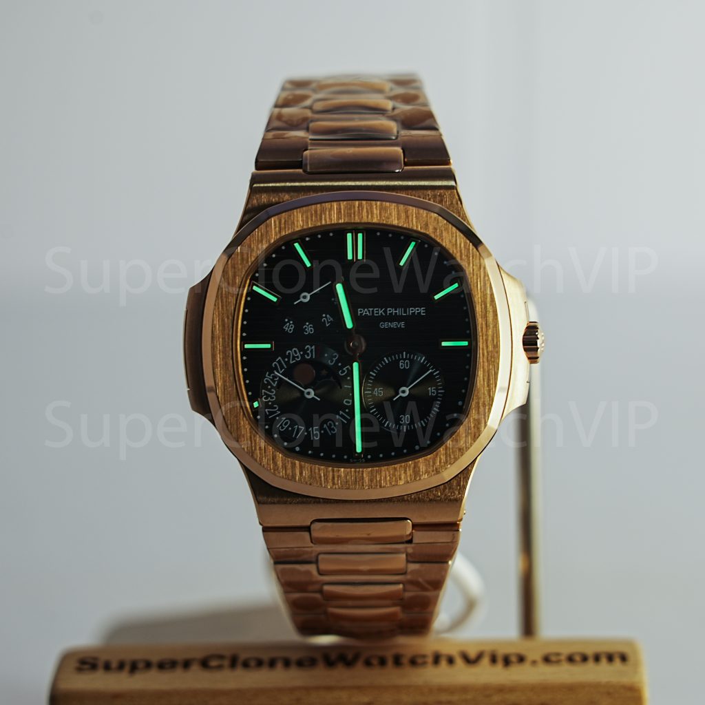 Patek Philippe Nautilus 5712/1R Rose Gold Black Dial Rose Gold Bezel Rose Gold Bracelet 40mm Replica Watch - 2-scaled