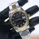 Rolex Datejust 41 126333 Two-Tone Yellow Gold Black Diamond Dial Fluted Bezel Oyster Bracelet 41mm Replica Watches - 2-12-scaled
