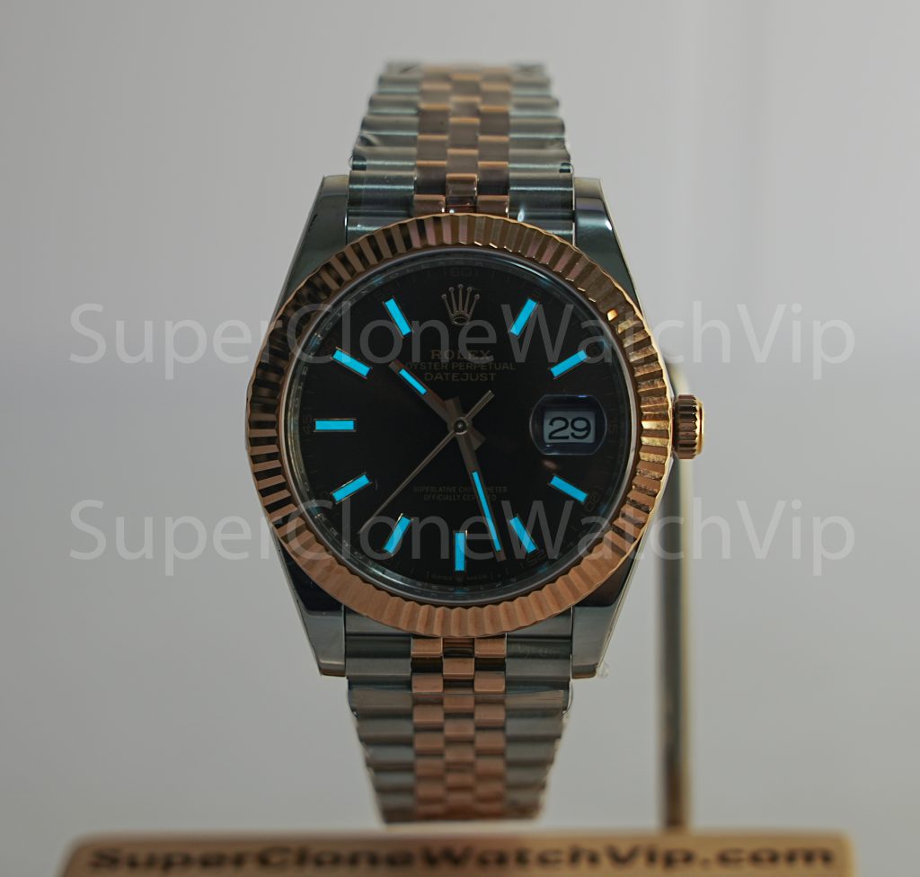 Rolex Datejust 126331 Two-Tone Rose Gold Chocolate Dial Fluted Bezel Jubilee Bracelet 41mm Replica Watches - 2-15-scaled