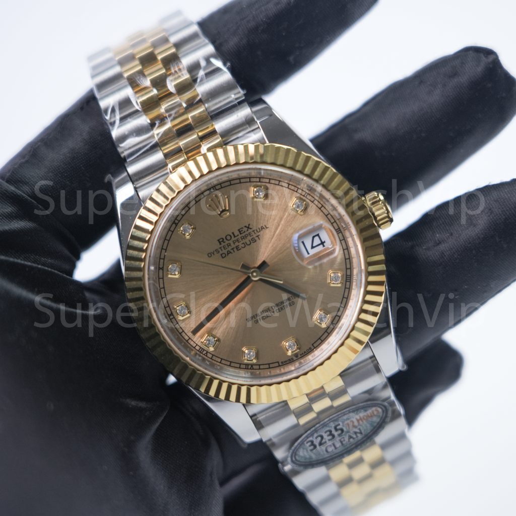 Rolex Datejust 41 126333 Two-Tone Yellow Gold Champagne Sunburst Diamond Dial Fluted Bezel Jubilee Bracelet 41mm Replica Watches - 2-16-scaled