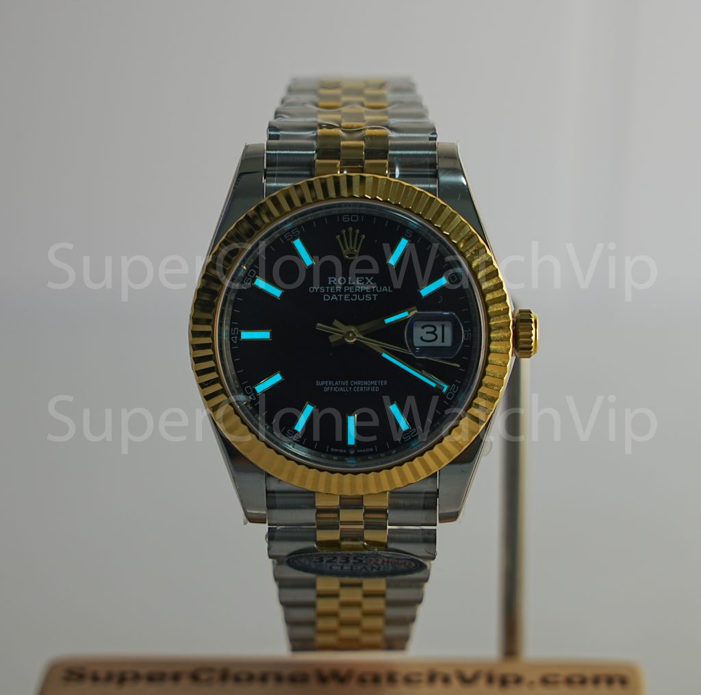 Rolex Datejust 126333 Two-Tone Yellow Gold Black Dial Fluted Bezel Jubilee Bracelet 41mm Replica Watches - 2-17-scaled