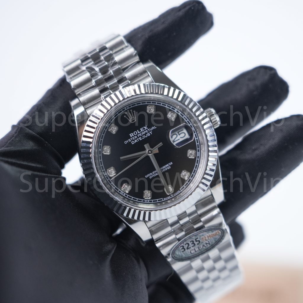 Rolex Datejust 41 126334 904L Steel Black Diamond Dial Fluted Bezel Jubilee Bracelet 41mm Replica Watches - 2-18-scaled