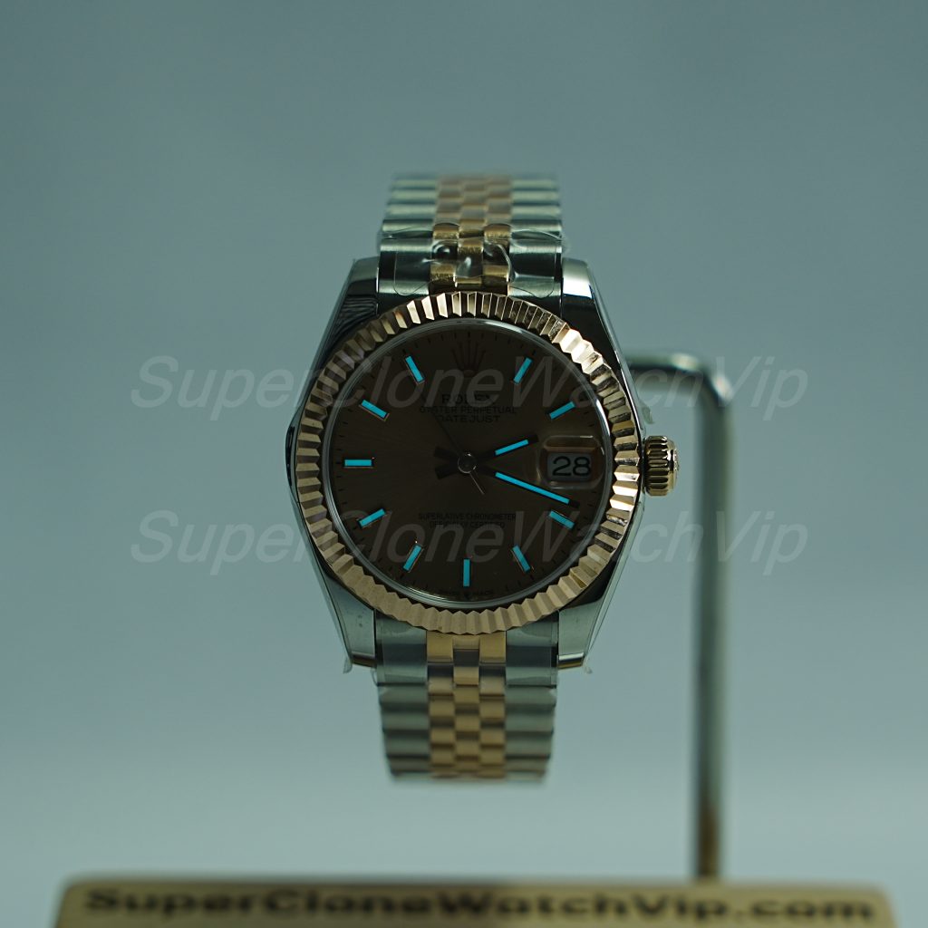 Rolex Datejust Two-Tone Rose Gold Fluted Bezel Pink Sunray Dial Jubilee Bracelet 31mm Replica Watches - 2-23-scaled
