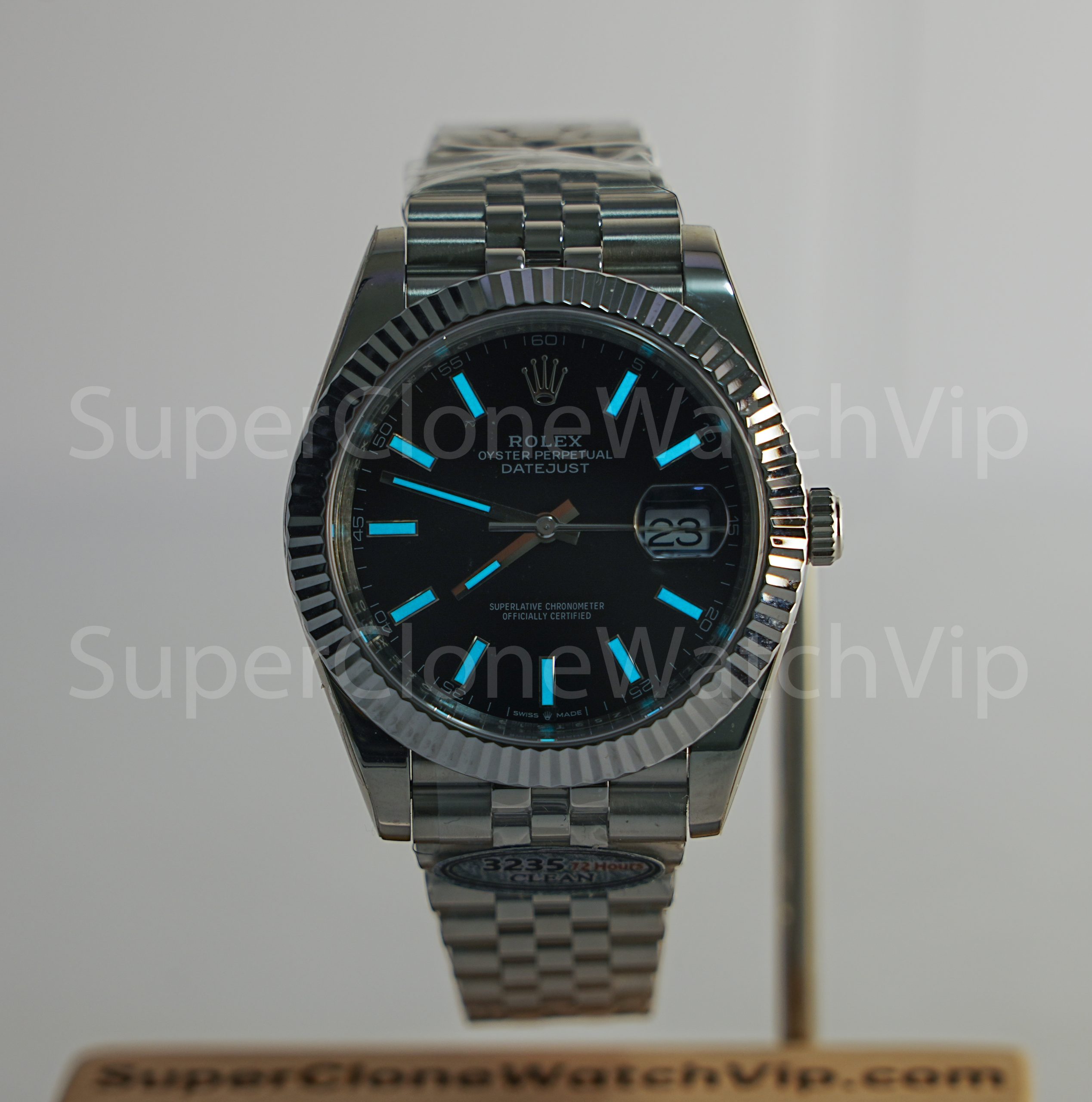 Rolex Datejust 126334 Deep Black Dial Fluted Bezel Jubilee Bracelet 41mm Replica Watch side view