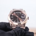 Rolex Day-Date 40 228235 18K Rose Gold Chocolate Sunray Dial Baguette Diamond Markers Fluted Bezel President Bracelet 40mm Replica Watches - 2-6-scaled