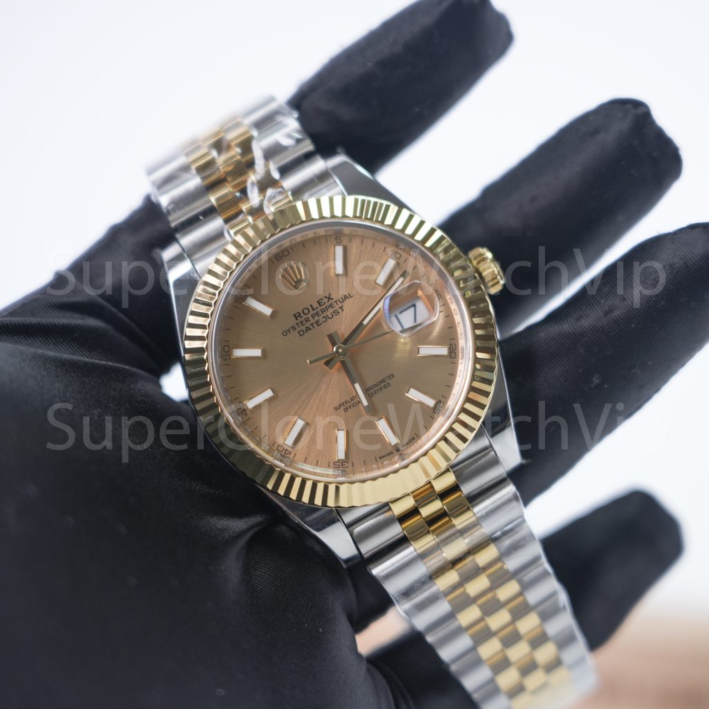 Rolex Datejust 126333 Two-Tone Yellow Gold Champagne Dial Fluted Bezel Jubilee Bracelet 41mm Replica Watches - 3-13-scaled