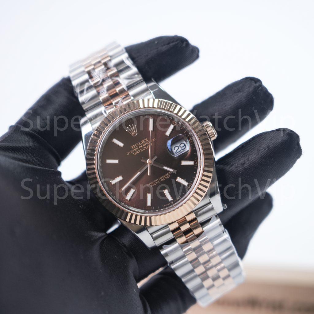 Rolex Datejust 126331 Two-Tone Rose Gold Chocolate Dial Fluted Bezel Jubilee Bracelet 41mm Replica Watches - 3-15-scaled
