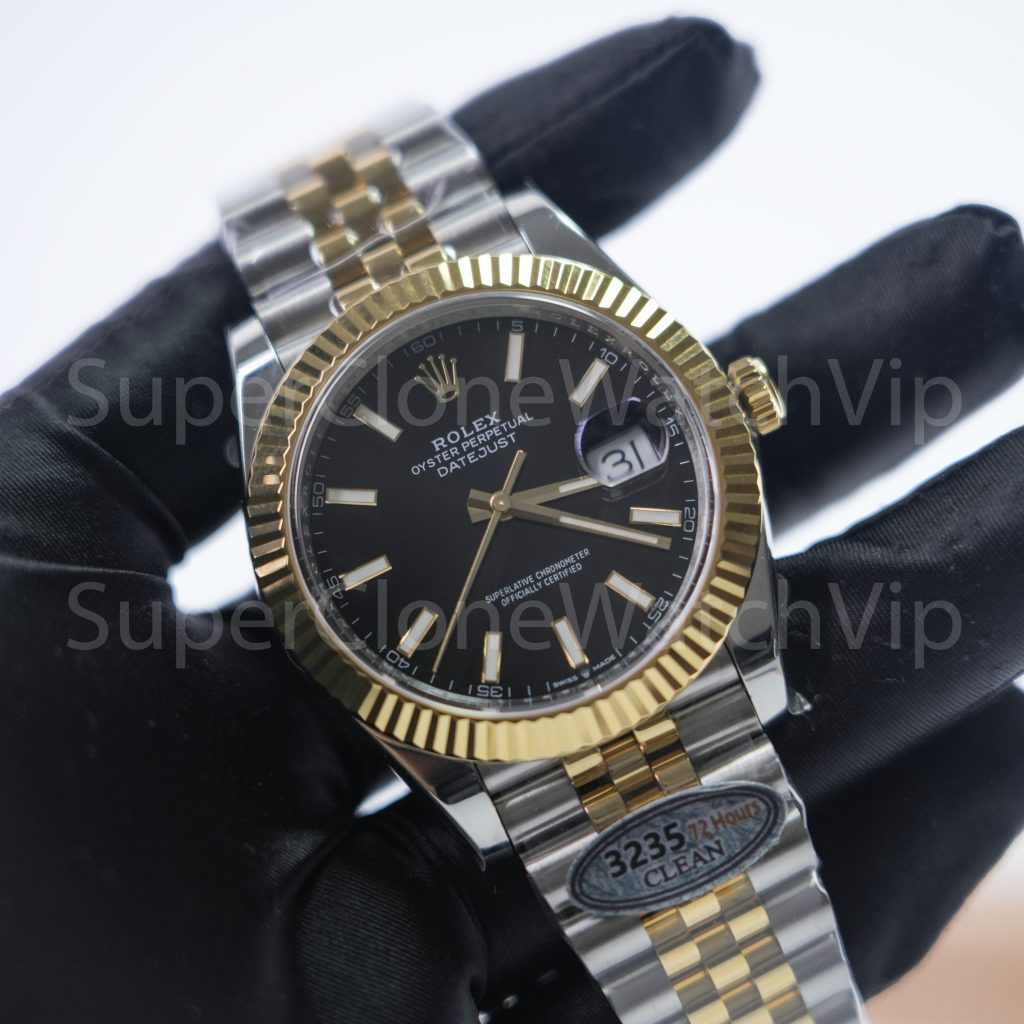 Rolex Datejust 126333 Two-Tone Yellow Gold Black Dial Fluted Bezel Jubilee Bracelet 41mm Replica Watches - 3-18-scaled