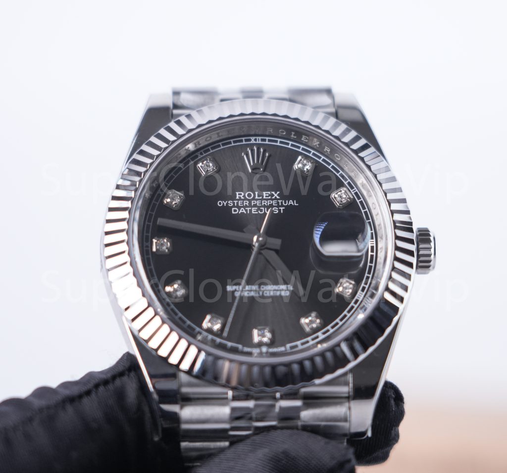 Rolex Datejust 41 126334 904L Steel Slate Grey Diamond Dial Fluted Bezel Jubilee Bracelet 41mm Replica Watches - 3-20-scaled