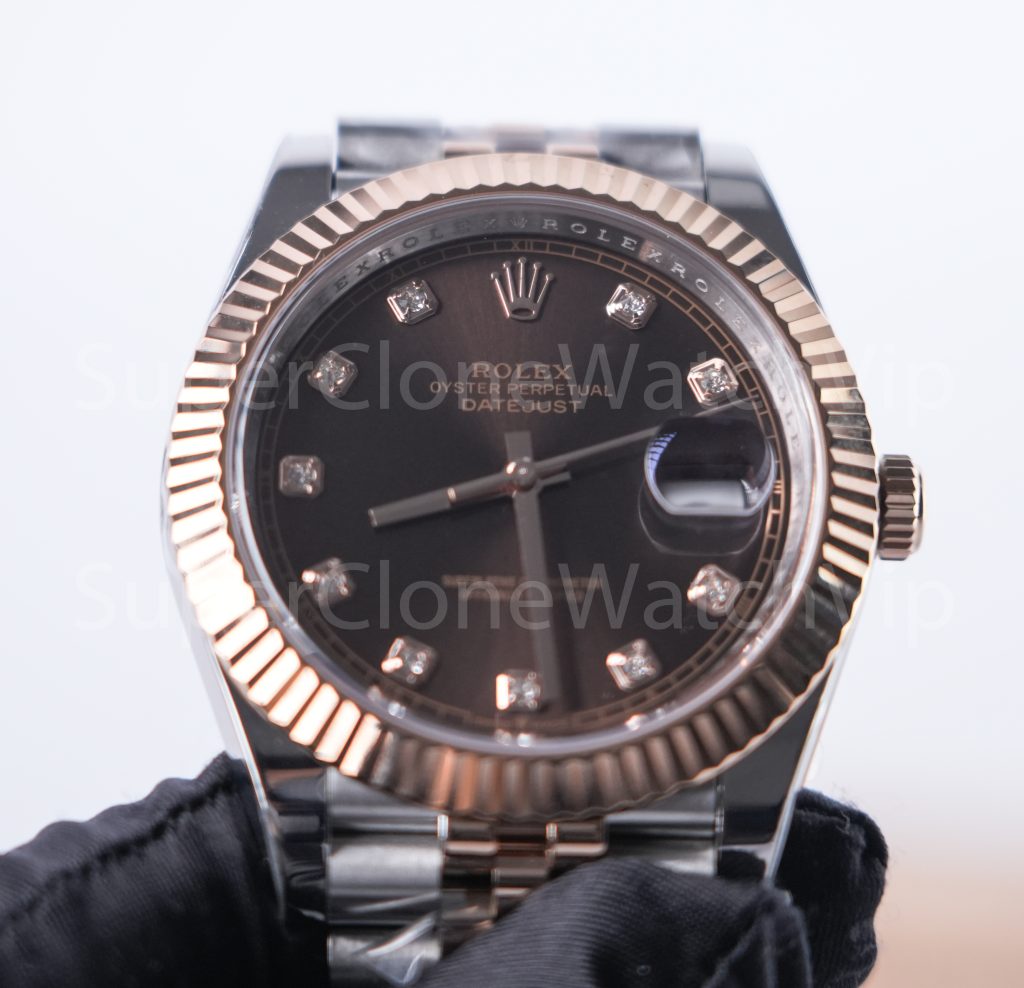 Rolex Datejust 41 126331 Two-Tone Rose Gold Chocolate Diamond Dial Fluted Bezel Jubilee Bracelet 41mm Replica Watches - 3-23-scaled