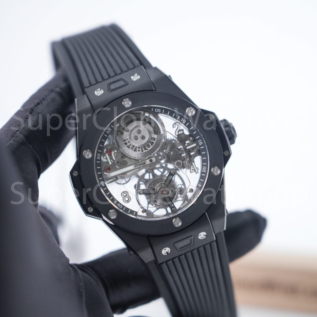 Hublot Big Bang 429.CX.0170.RX Black Ceramic Tourbillon Skeleton Dial Black Ceramic Bezel Black Rubber Strap 45mm Replica Watch - 3-3-scaled