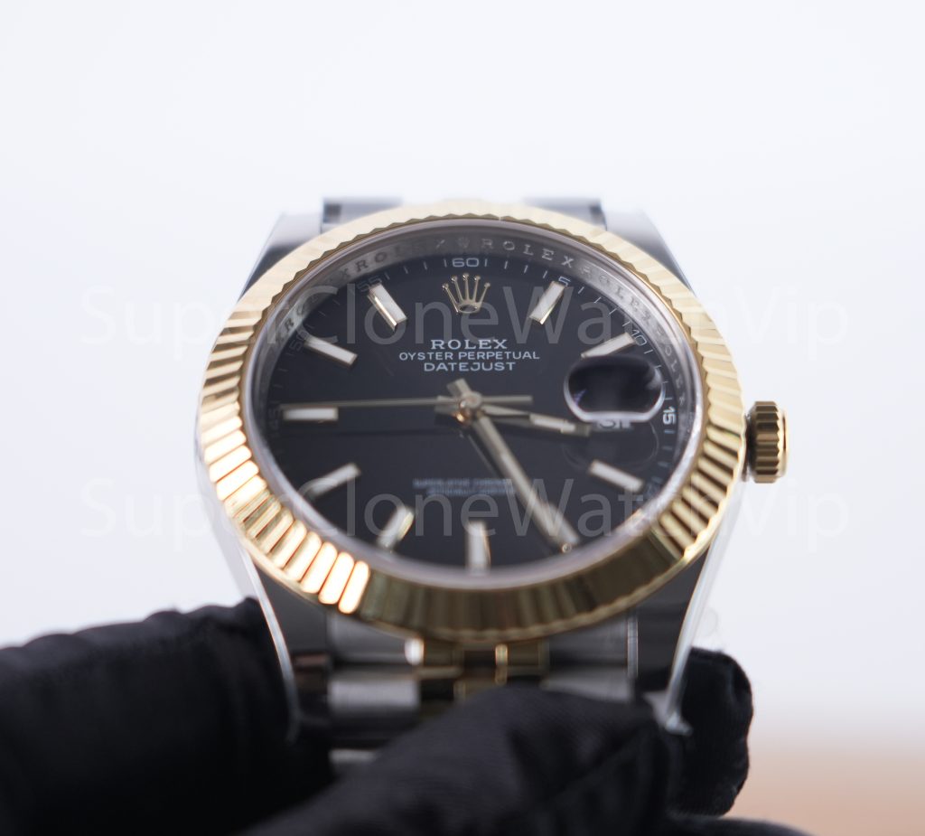 Rolex Datejust 126333 Two-Tone Yellow Gold Black Dial Fluted Bezel Jubilee Bracelet 41mm Replica Watches - 4-17-scaled
