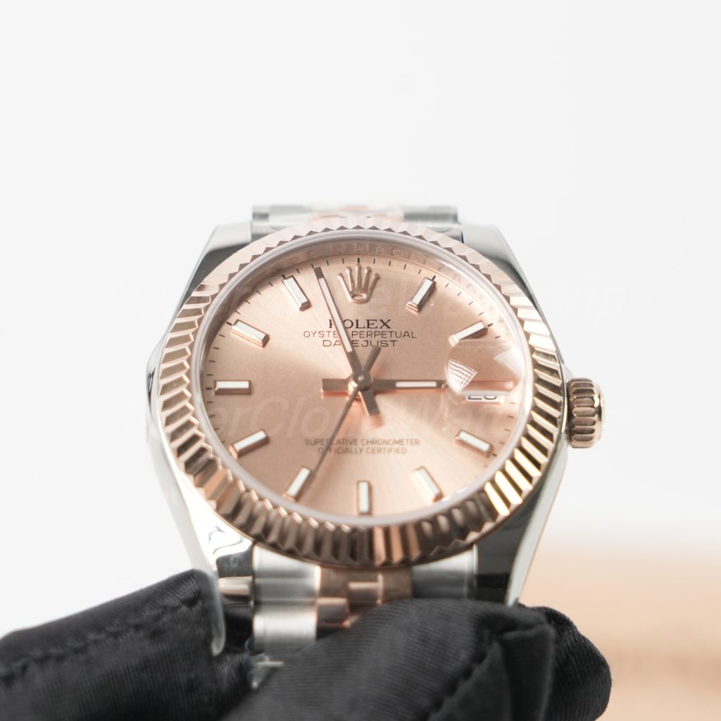 Rolex Datejust Two-Tone Rose Gold Fluted Bezel Pink Sunray Dial Jubilee Bracelet 31mm Replica Watches - 4-23-scaled