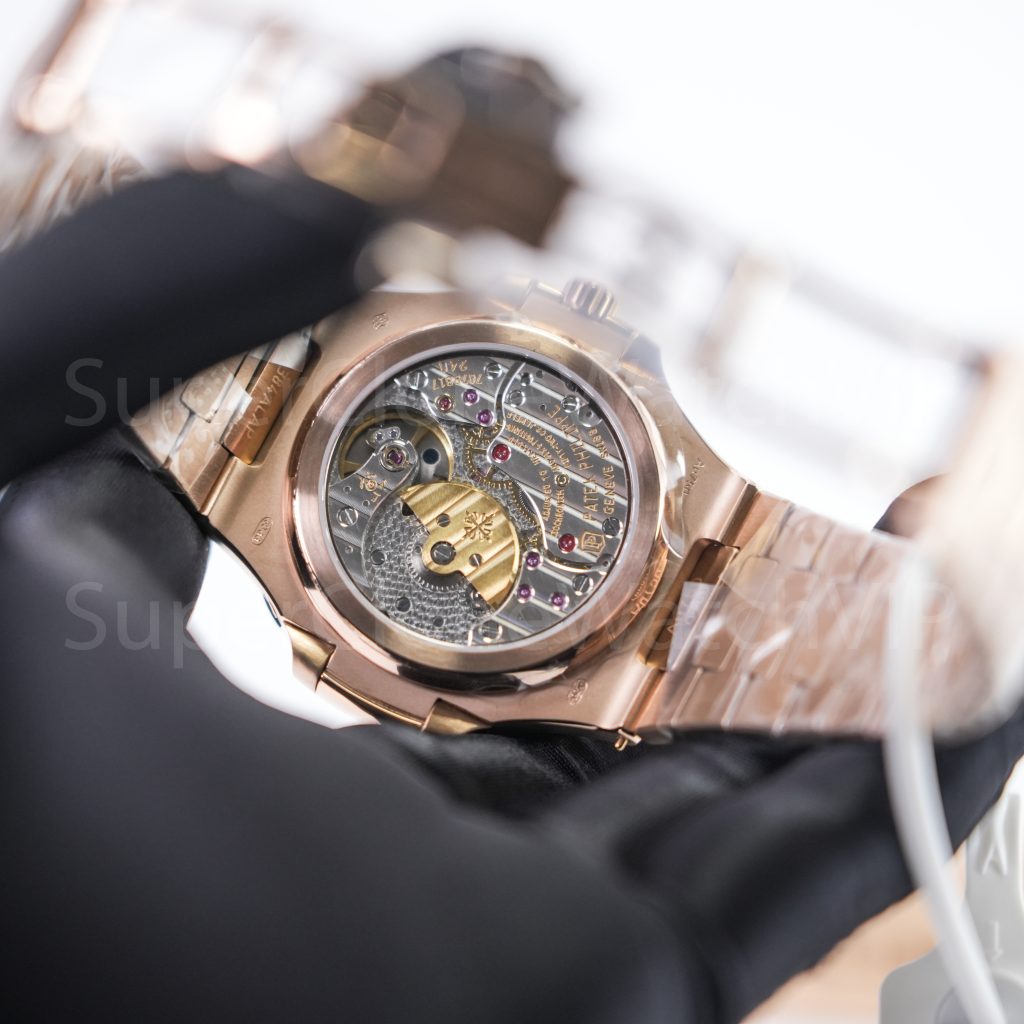 Patek Philippe Nautilus 5712/1R Rose Gold Black Dial Rose Gold Bezel Rose Gold Bracelet 40mm Replica Watch - 7-scaled