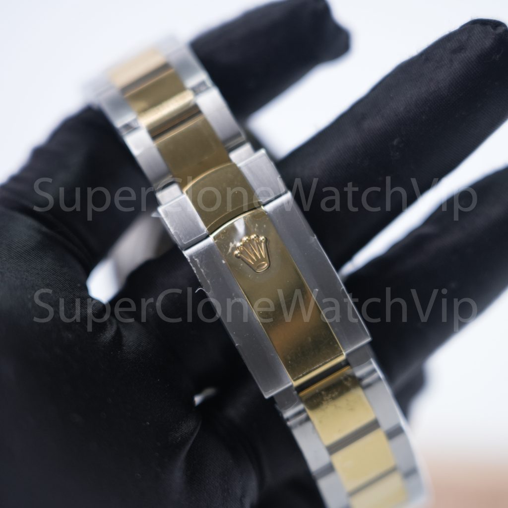 Rolex Datejust 41 126333 Two-Tone Yellow Gold Black Diamond Dial Fluted Bezel Oyster Bracelet 41mm Replica Watches - 7-12-scaled