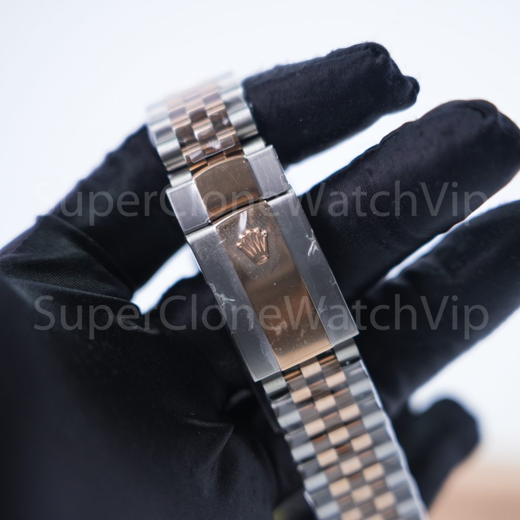 Rolex Datejust 41 126331 Two-Tone Rose Gold Chocolate Diamond Dial Fluted Bezel Jubilee Bracelet 41mm Replica Watches - 7-22-scaled