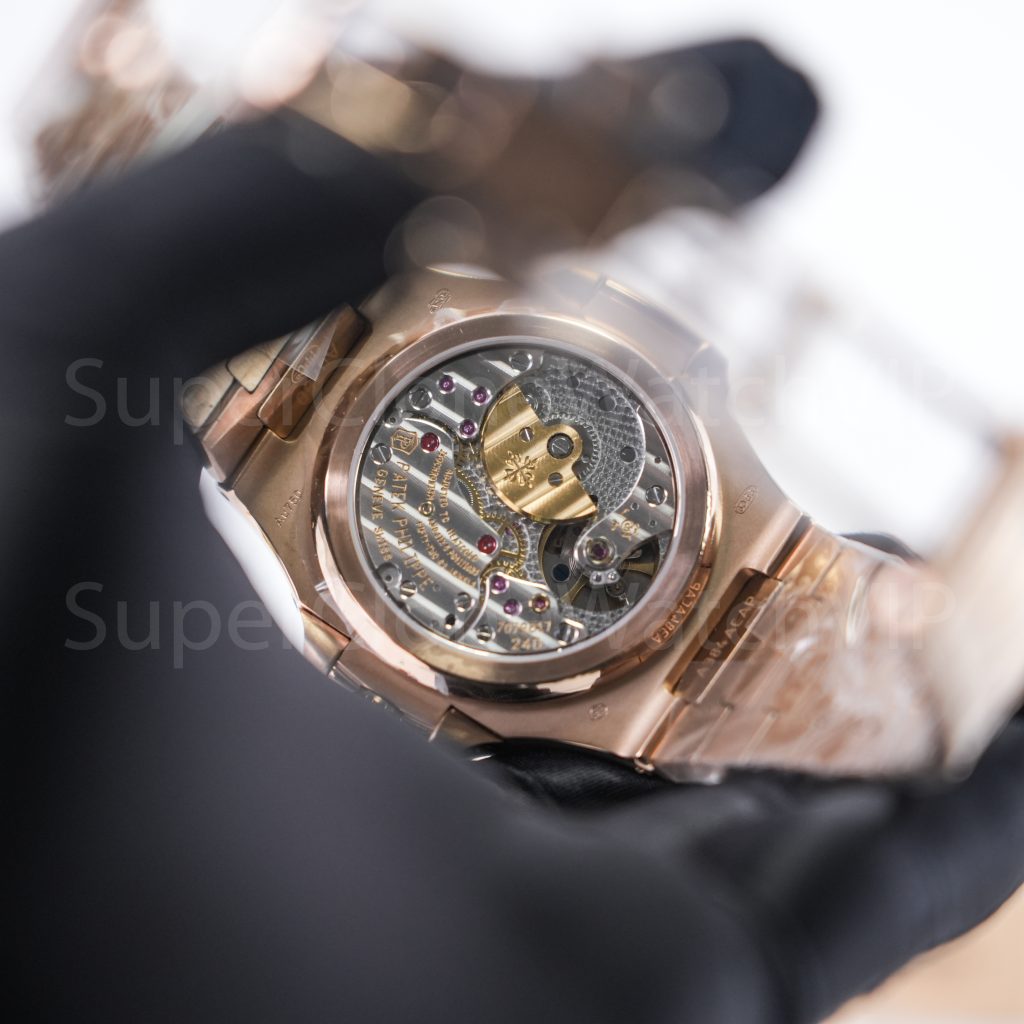 Patek Philippe Nautilus 5712/1R Rose Gold Black Dial Rose Gold Bezel Rose Gold Bracelet 40mm Replica Watch - 8-scaled