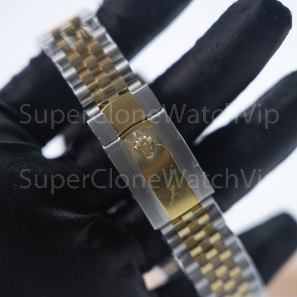 Rolex Datejust 126333 Two-Tone Yellow Gold Black Dial Fluted Bezel Jubilee Bracelet 41mm Replica Watches - 8-17-scaled