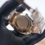 Rolex Day-Date 40 228235 18K Rose Gold Chocolate Sunray Dial Baguette Diamond Markers Fluted Bezel President Bracelet 40mm Replica Watches - 8-6-scaled