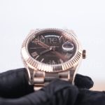 Rolex Day-Date 40 228235 18K Rose Gold Chocolate Sunray Dial Roman Numerals Fluted Bezel President Bracelet 40mm Replica Watches - 8-9-scaled